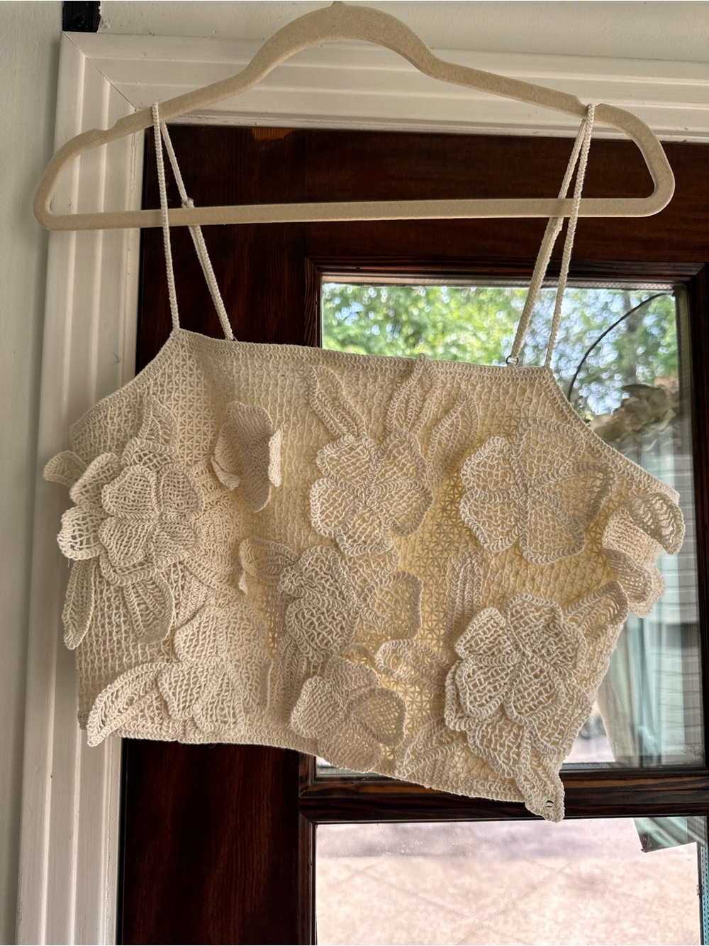 ANTONIO MELANI Cream Crochet Floral Top
